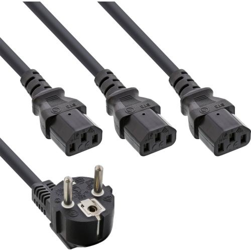 Y-Netzkabel Schutzkontakt auf 3x C13 – 2 m + 1/3/2 m